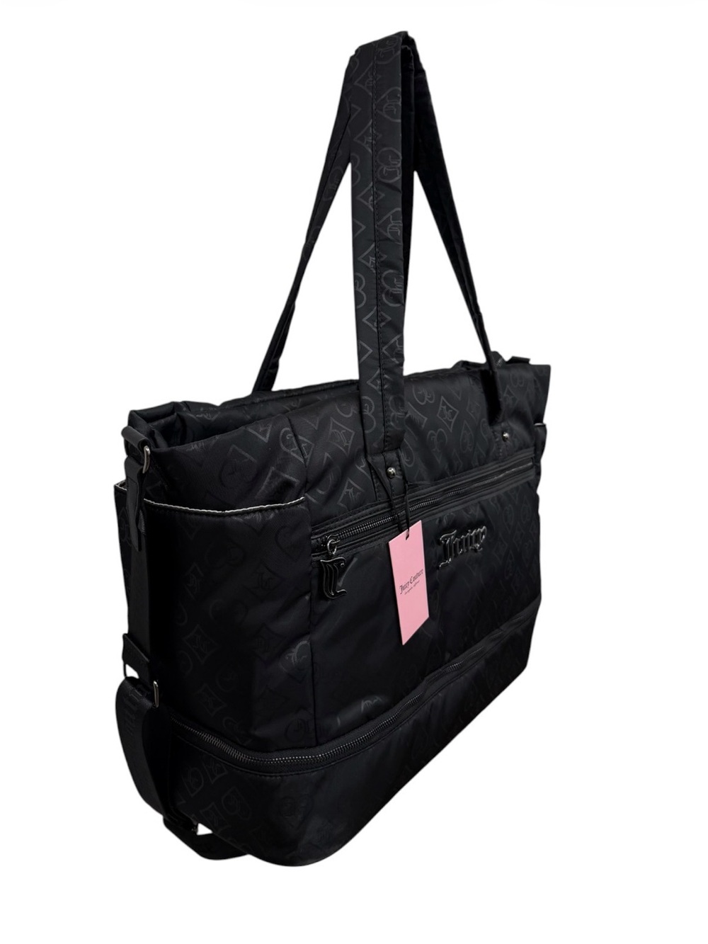 NWT Juicy Couture Black Monogram XL Travel Weekender Duffle Tote Bag - Picture 6 of 10